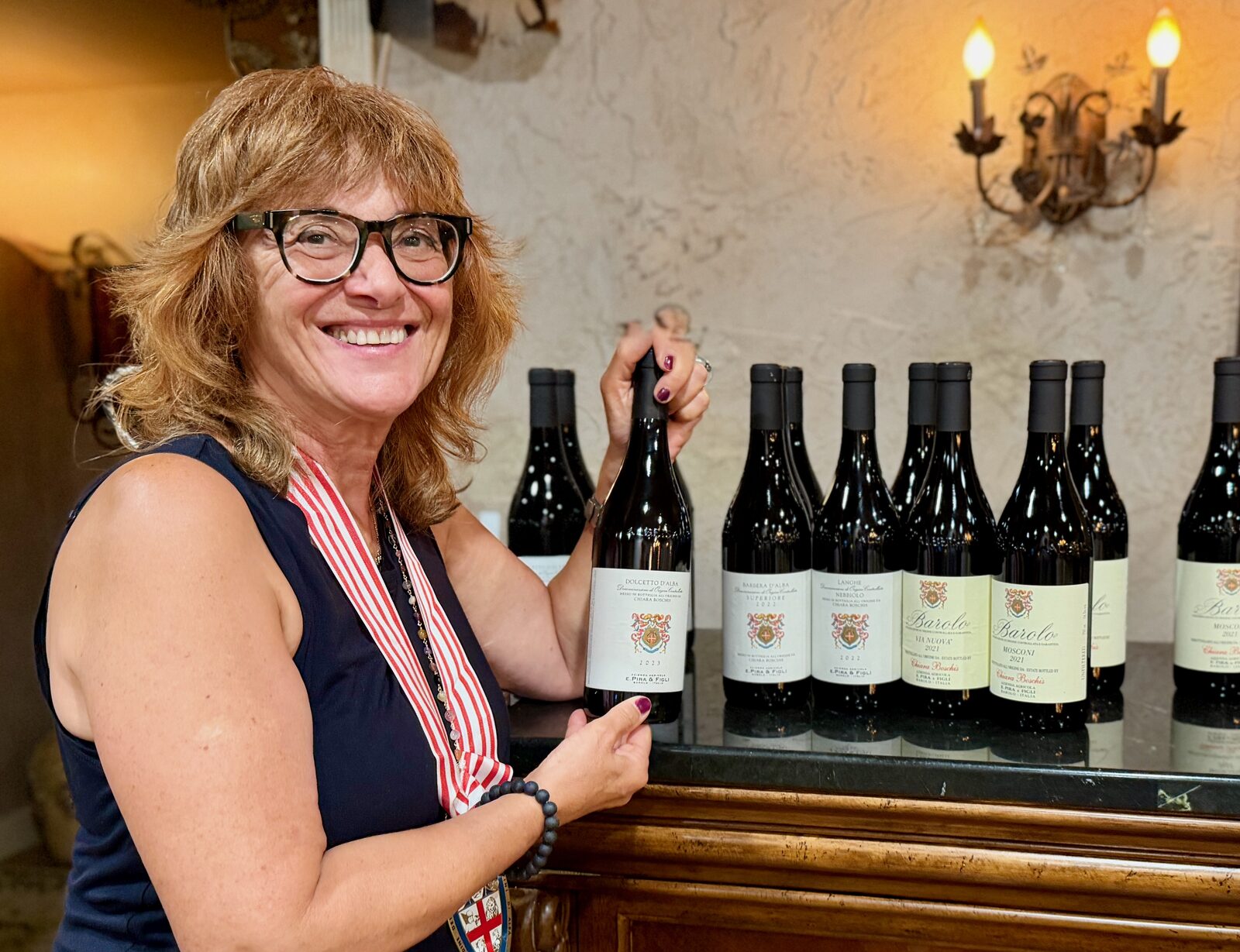 Chiara Boschis with her wines